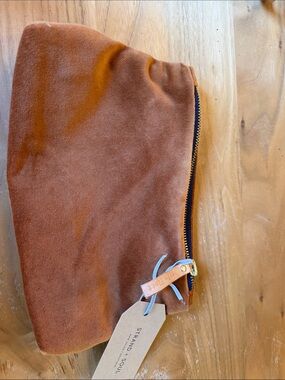 Velvet pouch in tan. 10 x 6